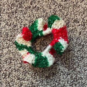 Festive Red, Green, and White Scrunchie